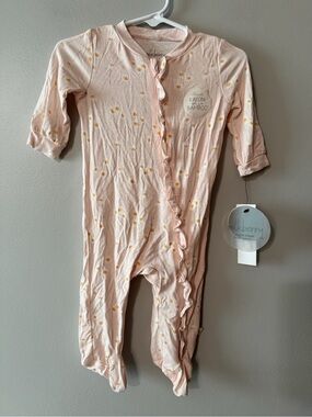 Milkberry Pink Floral Rayon Bamboo Baby Footie